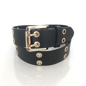 Juicy Couture Women’s Double Grommet Belt Black Gold Size S/M